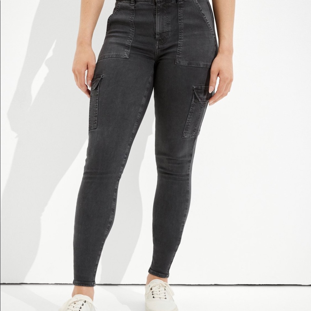 American Eagle grey wash cargo pants